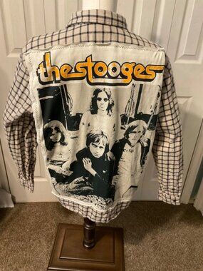 The Stooges Upcycled Back Graphic T-Shirt on Men's XL Flannel